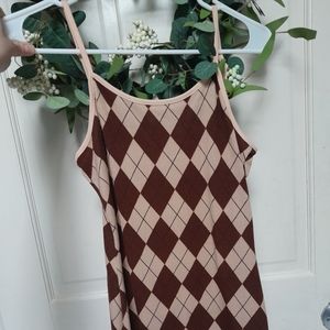 Argyle spaghetti strap midi